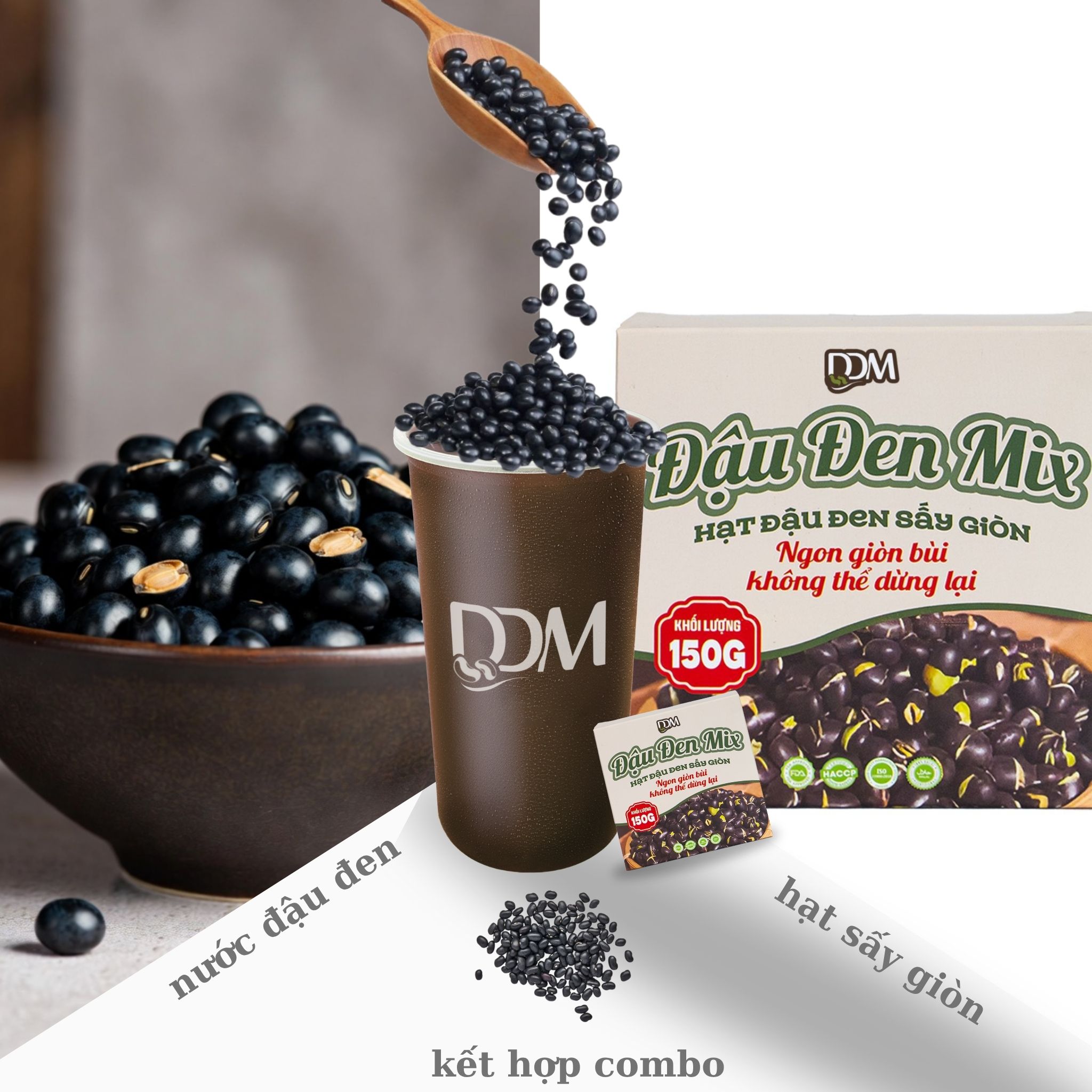 sự kết hợp combo nước đậu đen và hạt sấy giòn